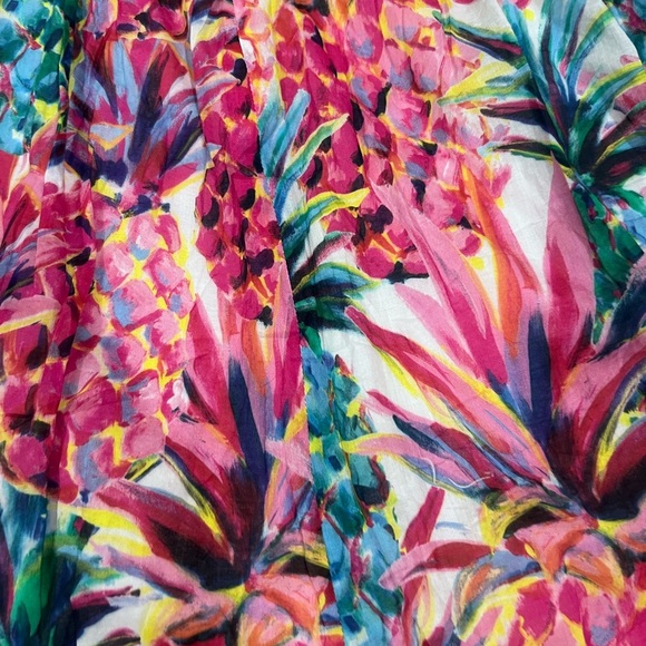 J.Crew Cotton Sleeveless Midi Dress Size 2T Ratti Pineapple Pink Tropical Preppy - Picture 12 of 13